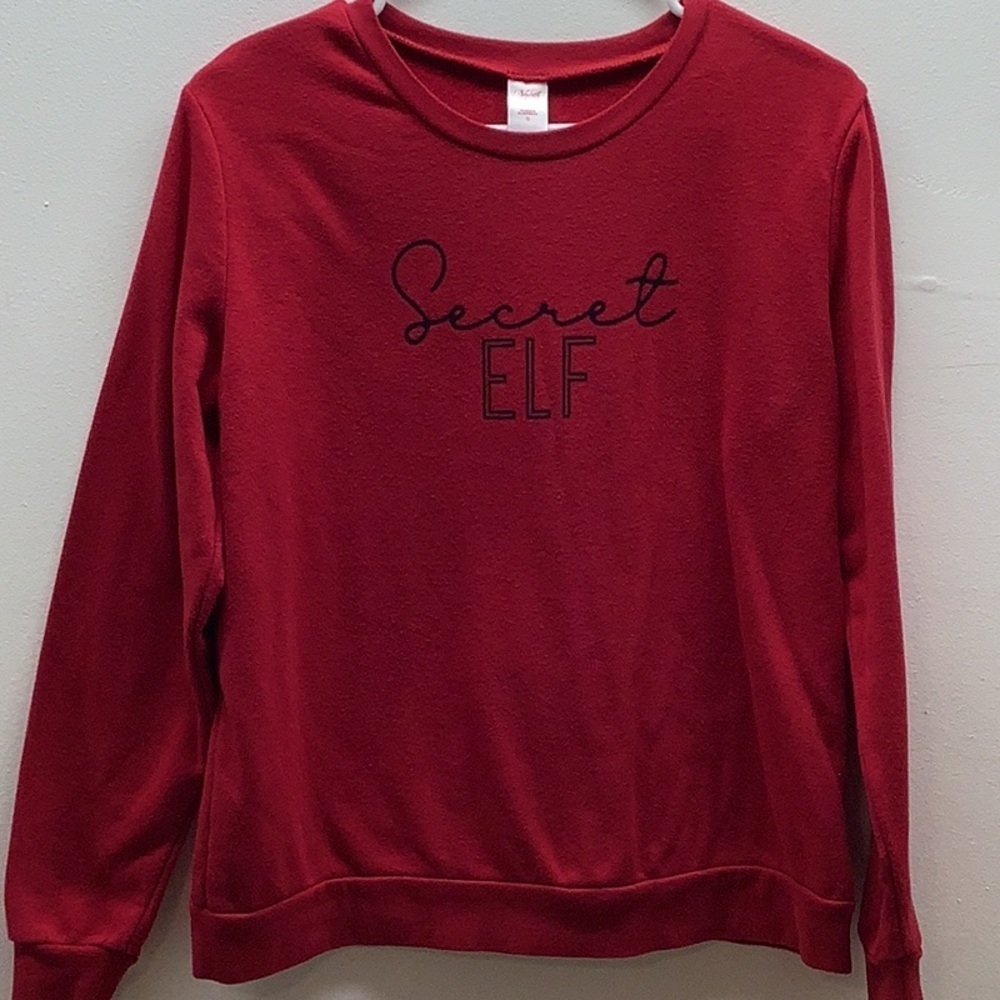 North Pole Size Small Secret Elf Red Crewneck Sweatshirt. Preloved